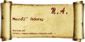 Mező Adony névjegykártya